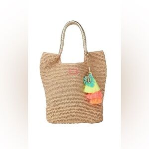 Lilly Pulitzer Straw Cha Cha Tote Bag with Tassel